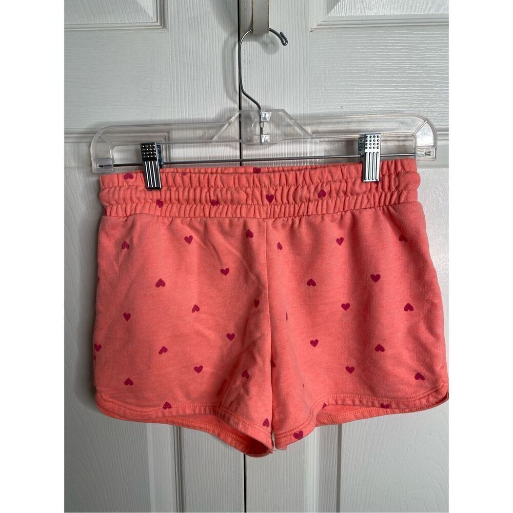 Cat & Jack Girls Play Shorts XL Cotton Terry Neon Hearts Pull-on Drawstring